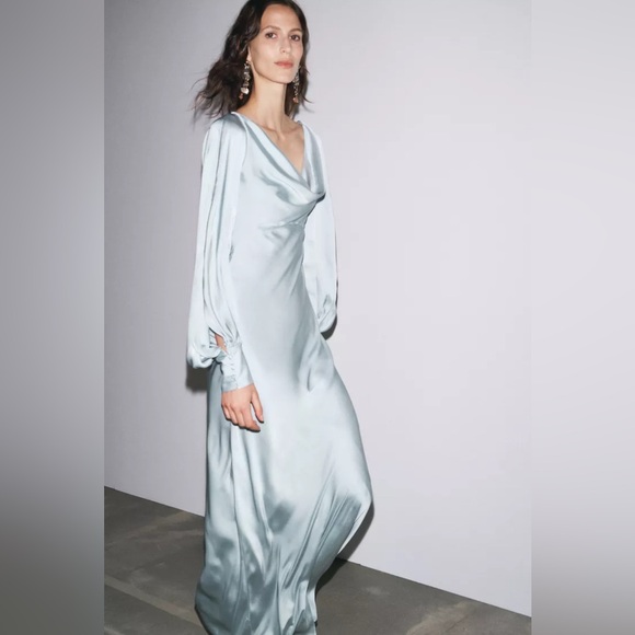 Zara Dresses & Skirts - Zara satin long dress with open back